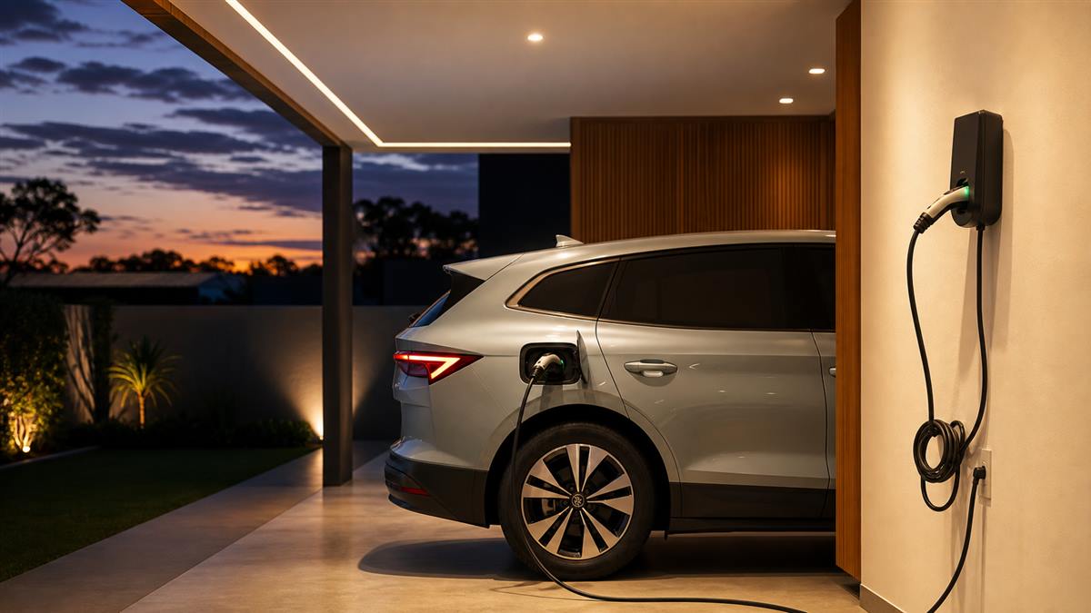 Carregador portátil e wallbox instalados para recarga de carro elétrico