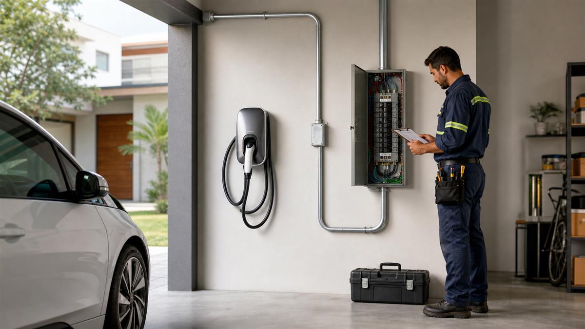 Instalação residencial de carregador para carro elétrico
