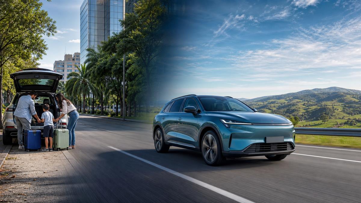 Carro elétrico para uso na cidade, estrada e viagens em família