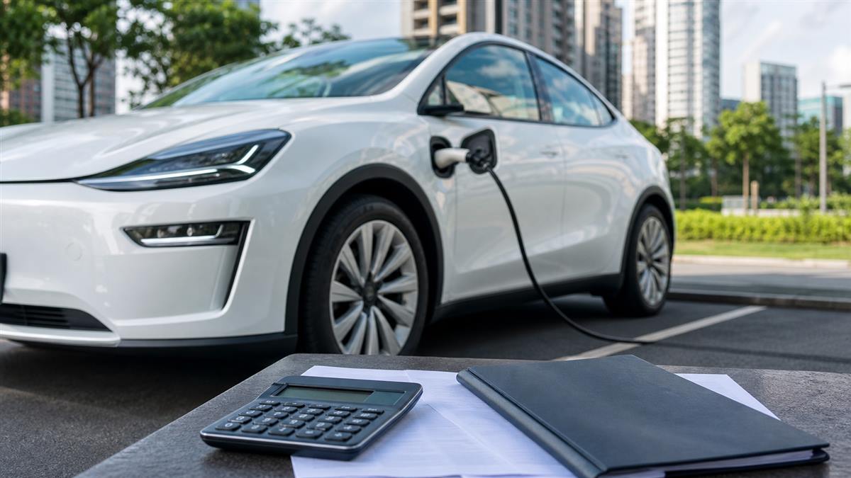 Carro elétrico e documentos para planejamento de IPVA